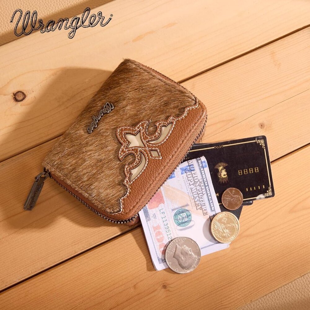 Wrangler Leather Wallet with Brown and Tan Accents